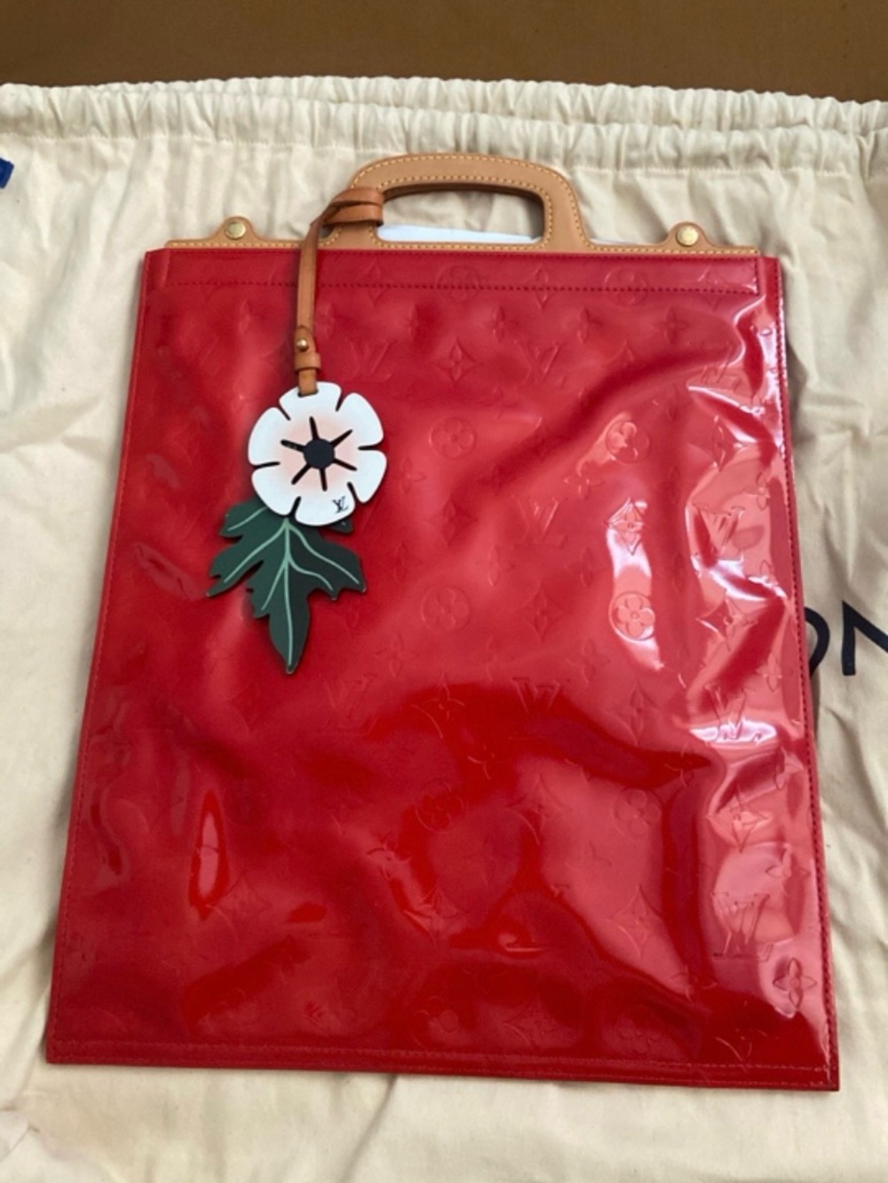 Louis Vuitton Monogram Vernis Red Stanton Bag with COA